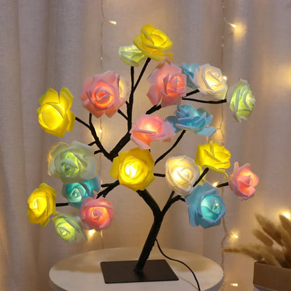 24 LED Rose Flower Tree Lamp – USB-Powered Fairy Light with Maple Leaves, Perfect for Home, Party, Wedding, Christmas, or Gift