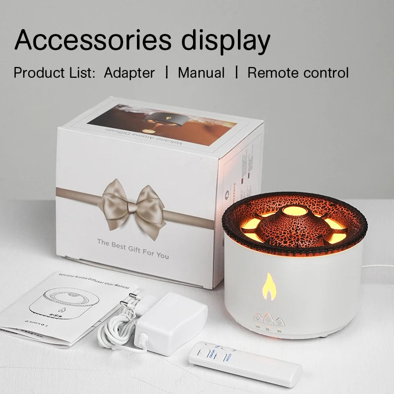 Volcano Flame Aroma Diffuser Jellyfish Smoke Ring Air Humidifier 360Ml Aromatherapy Essential Oil Diffuser Cool Gift