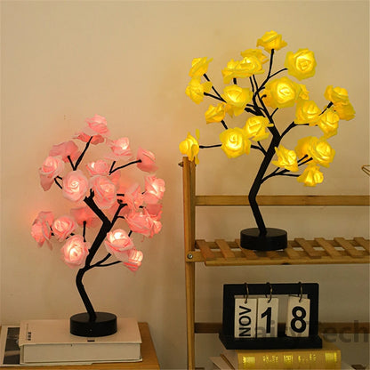 24 LED Rose Flower Tree Lamp – USB-Powered Fairy Light with Maple Leaves, Perfect for Home, Party, Wedding, Christmas, or Gift