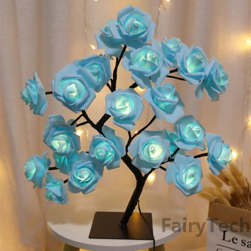 24 LED Rose Flower Tree Lamp – USB-Powered Fairy Light with Maple Leaves, Perfect for Home, Party, Wedding, Christmas, or Gift