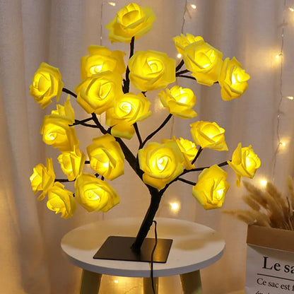 24 LED Rose Flower Tree Lamp – USB-Powered Fairy Light with Maple Leaves, Perfect for Home, Party, Wedding, Christmas, or Gift