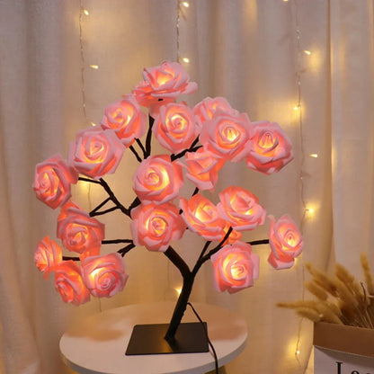 24 LED Rose Flower Tree Lamp – USB-Powered Fairy Light with Maple Leaves, Perfect for Home, Party, Wedding, Christmas, or Gift