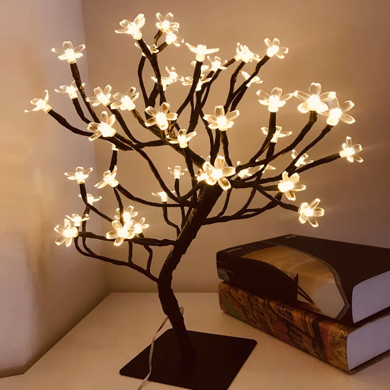 24 LED Rose Flower Tree Lamp – USB-Powered Fairy Light with Maple Leaves, Perfect for Home, Party, Wedding, Christmas, or Gift