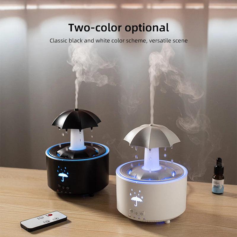 Umbrella Water Drop Air Humidifier with Colorful Light Raindrop Aroma Essential Oil Diffuser Aromatherapy Humidifier