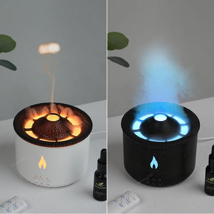 Volcano Flame Aroma Diffuser Jellyfish Smoke Ring Air Humidifier 360Ml Aromatherapy Essential Oil Diffuser Cool Gift